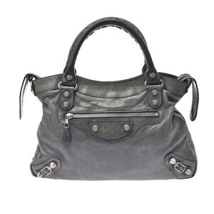 BALENCIAGA The Giant Town Lambskin Bag Gray Green